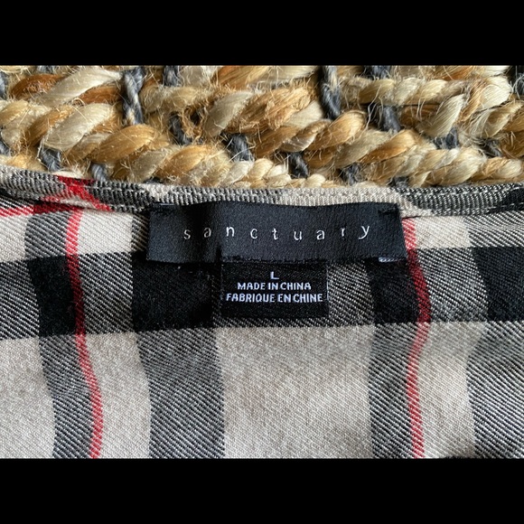 Sanctuary BeigePlaidfaux wrap long sleeve Blouse - Picture 8 of 9